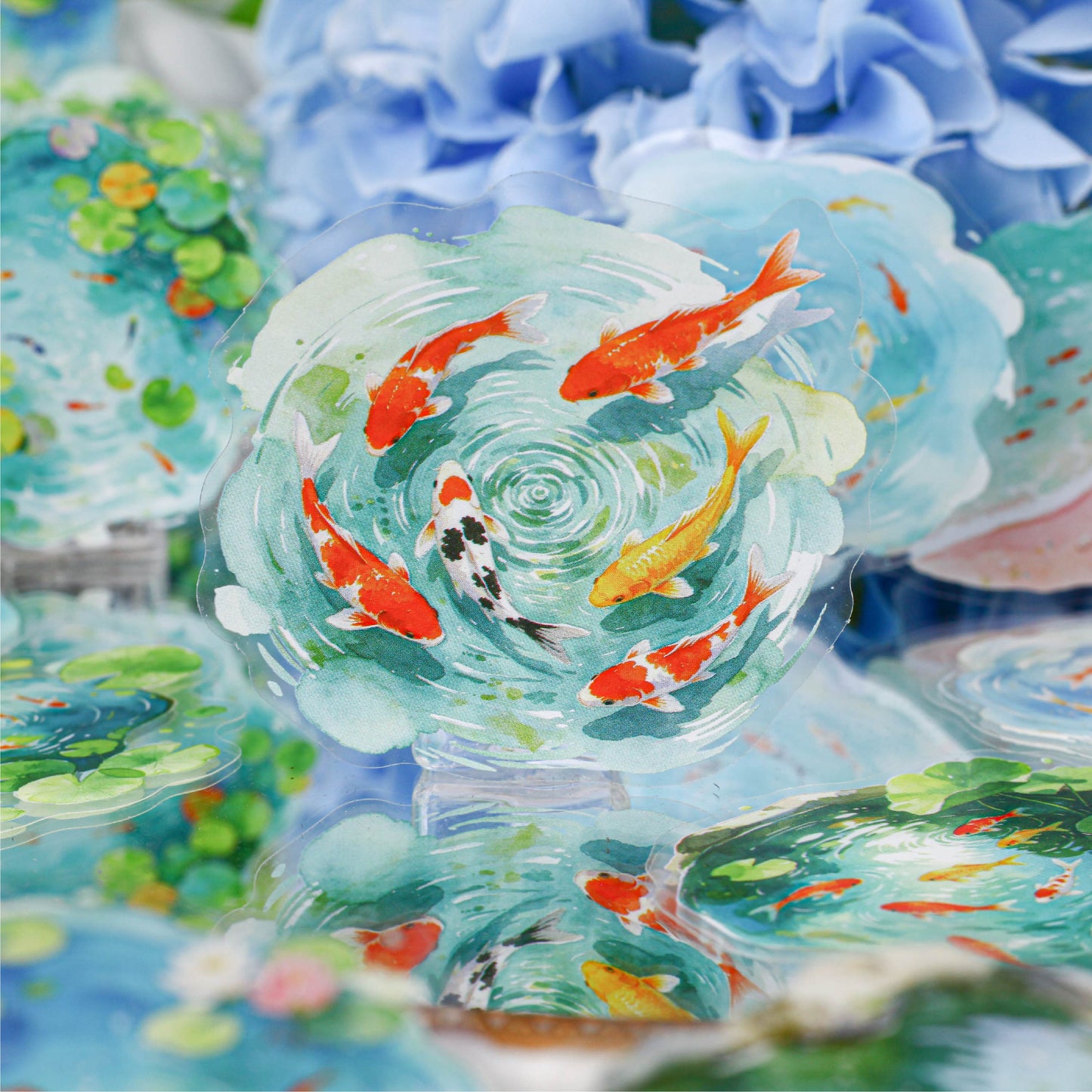 Clear Pond Koi Stickers