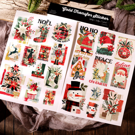 Vintage Christmas Gold Transfer Stickers