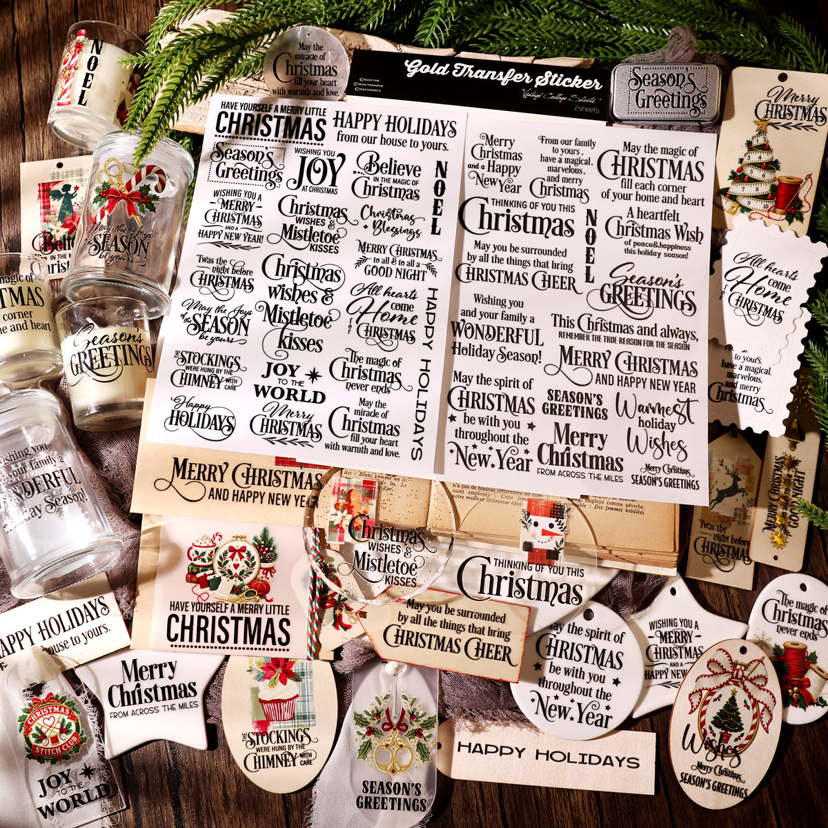 Christmas Typography Black Transfer Stickers