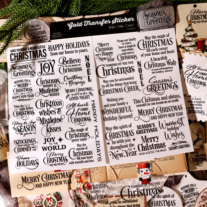 Christmas Typography Black Transfer Stickers