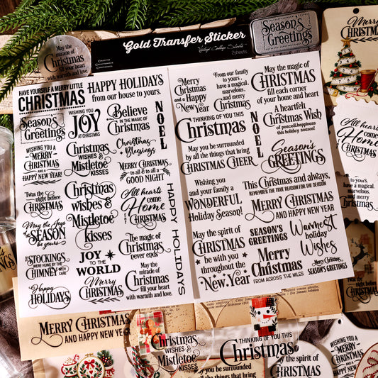 Christmas Typography Black Transfer Stickers