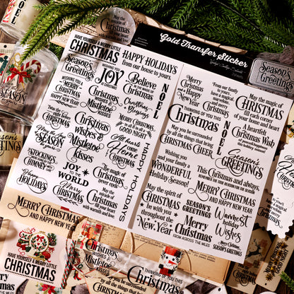 Christmas Typography Black Transfer Stickers