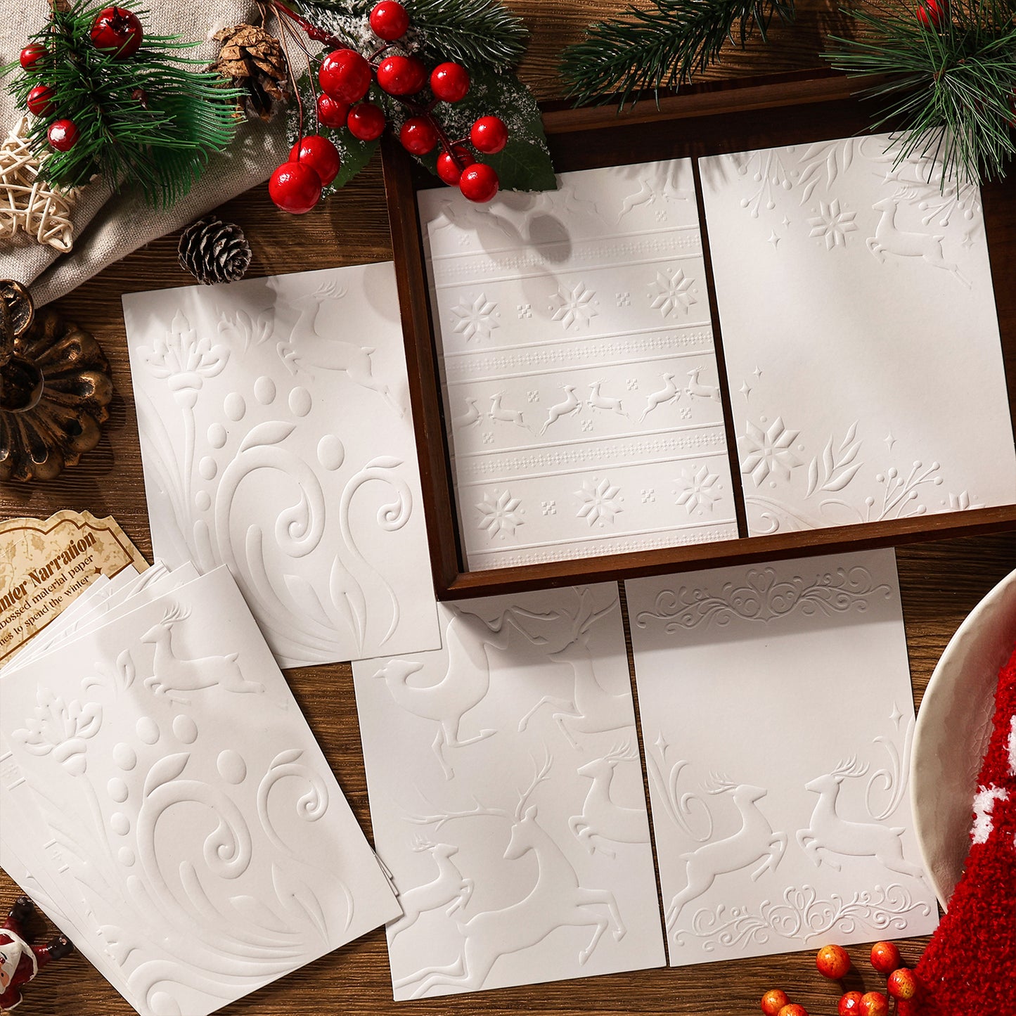Christmas Winter Tales embossed Papers