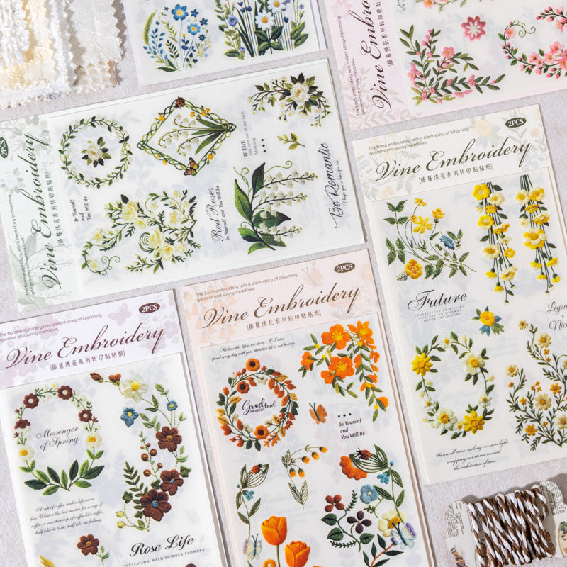 Vine Embroidery Rub-on Stickers