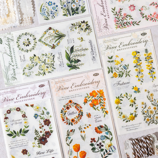 Vine Embroidery Rub-on Stickers