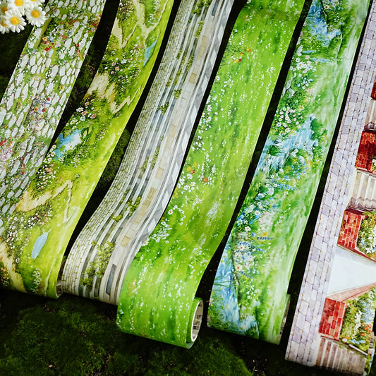 Strolling Under Green Shade Tape