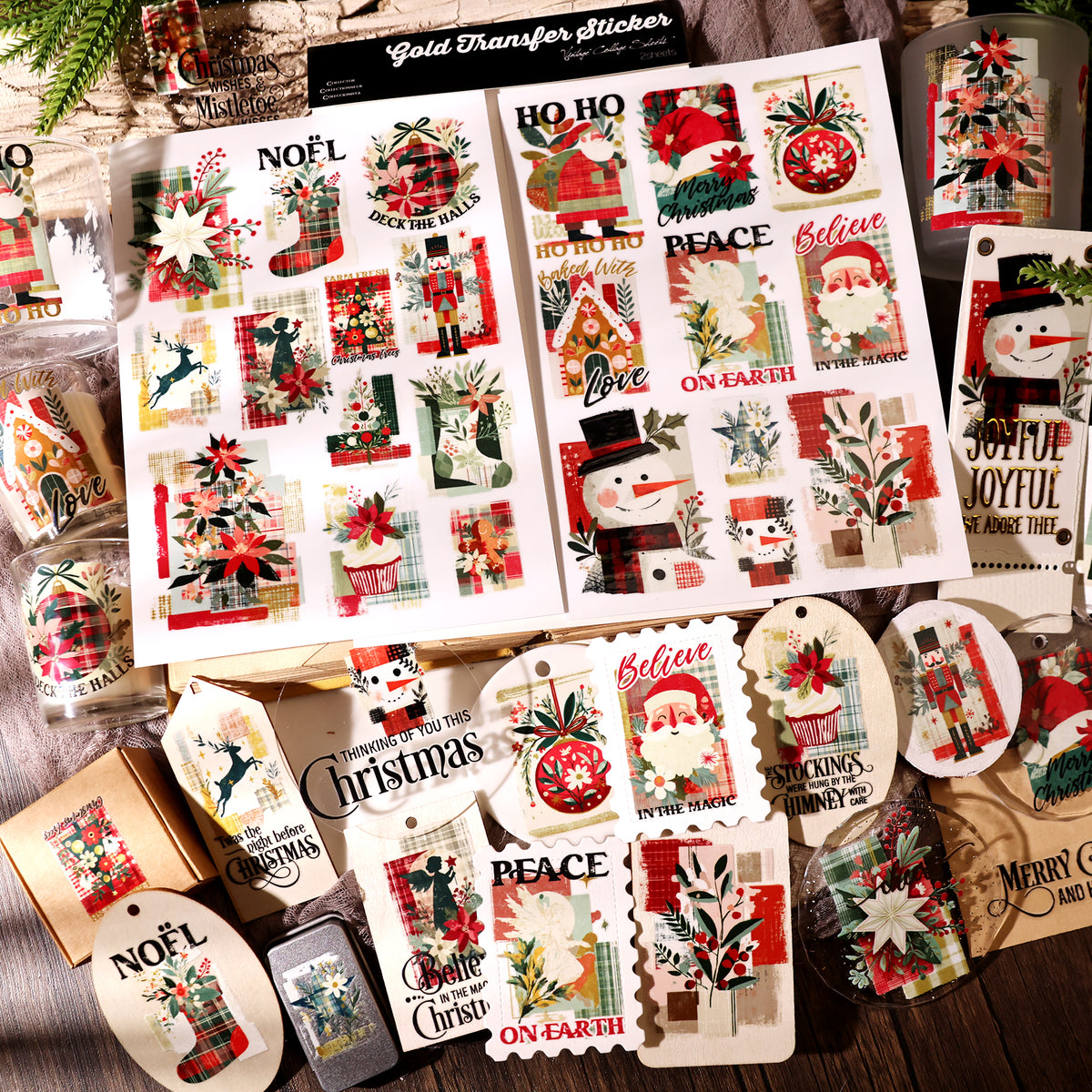 Vintage Christmas Gold Transfer Stickers