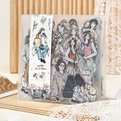 Poetic Companionship Girl Stickers 100pcs