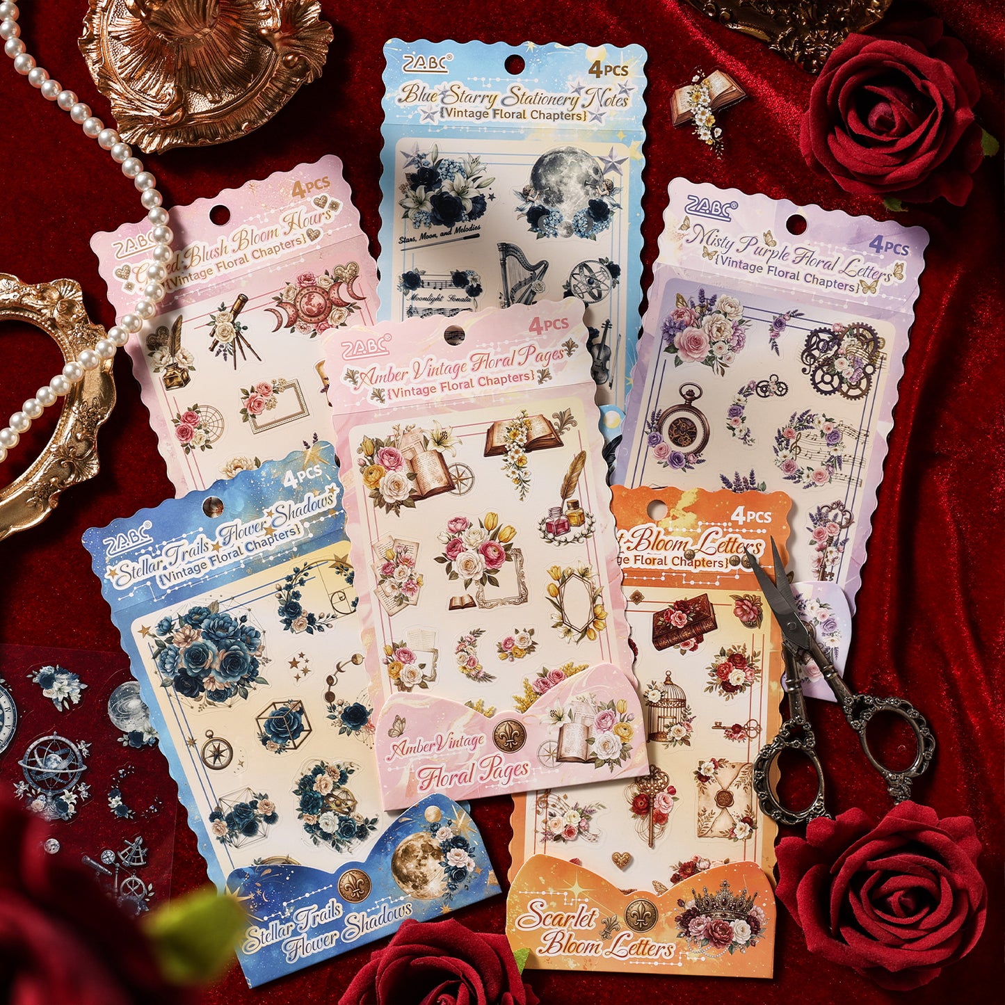 Flowers and Old Pages Stickers