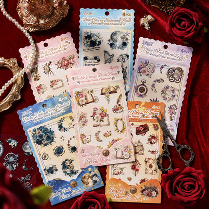 Flowers and Old Pages Stickers