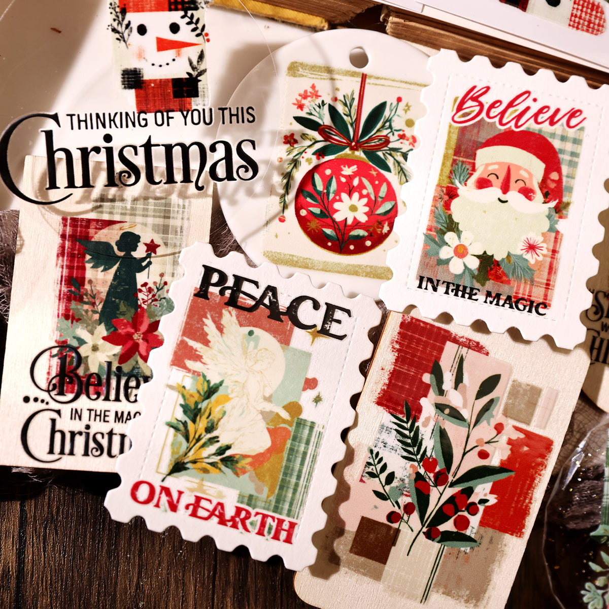 Vintage Christmas Gold Transfer Stickers