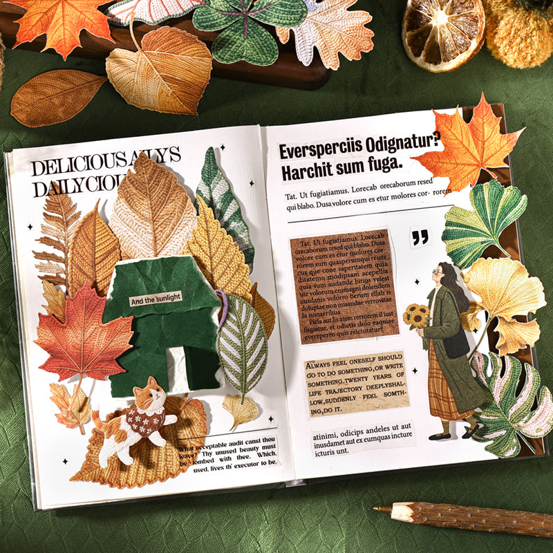 Knitted Autumn Leaves Stickers