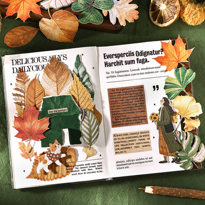 Knitted Autumn Leaves Stickers