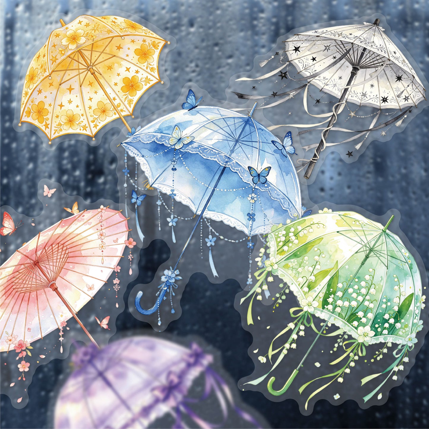 Raincloud Umbrella Stickers
