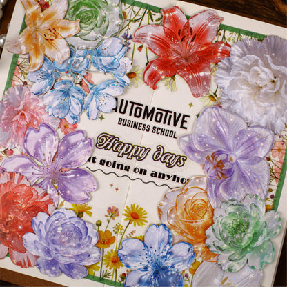 Glassy Flower Letters Stickers