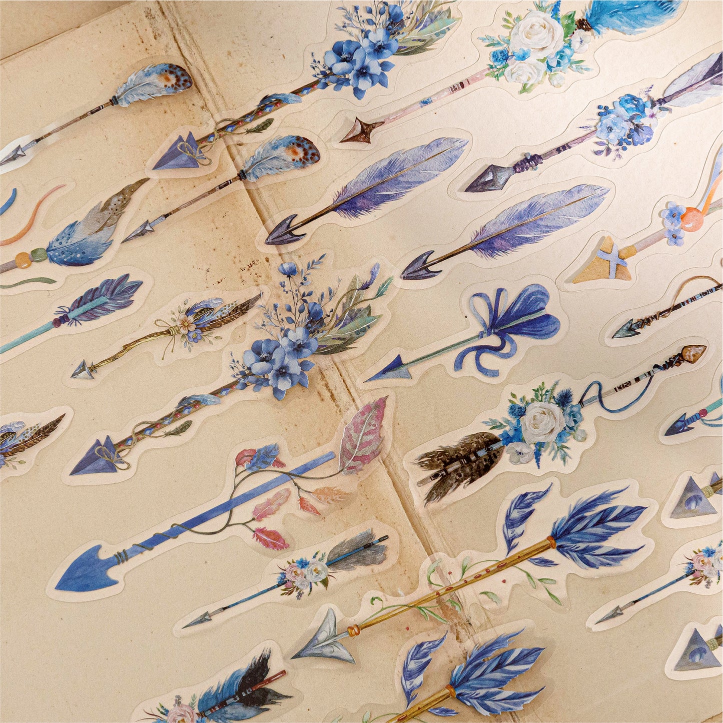 Vintage Feather Traces Stickers