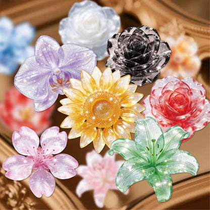 Glassy Flower Letters Stickers