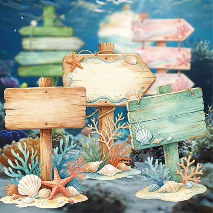 Seaside Wooden Sign Stickers