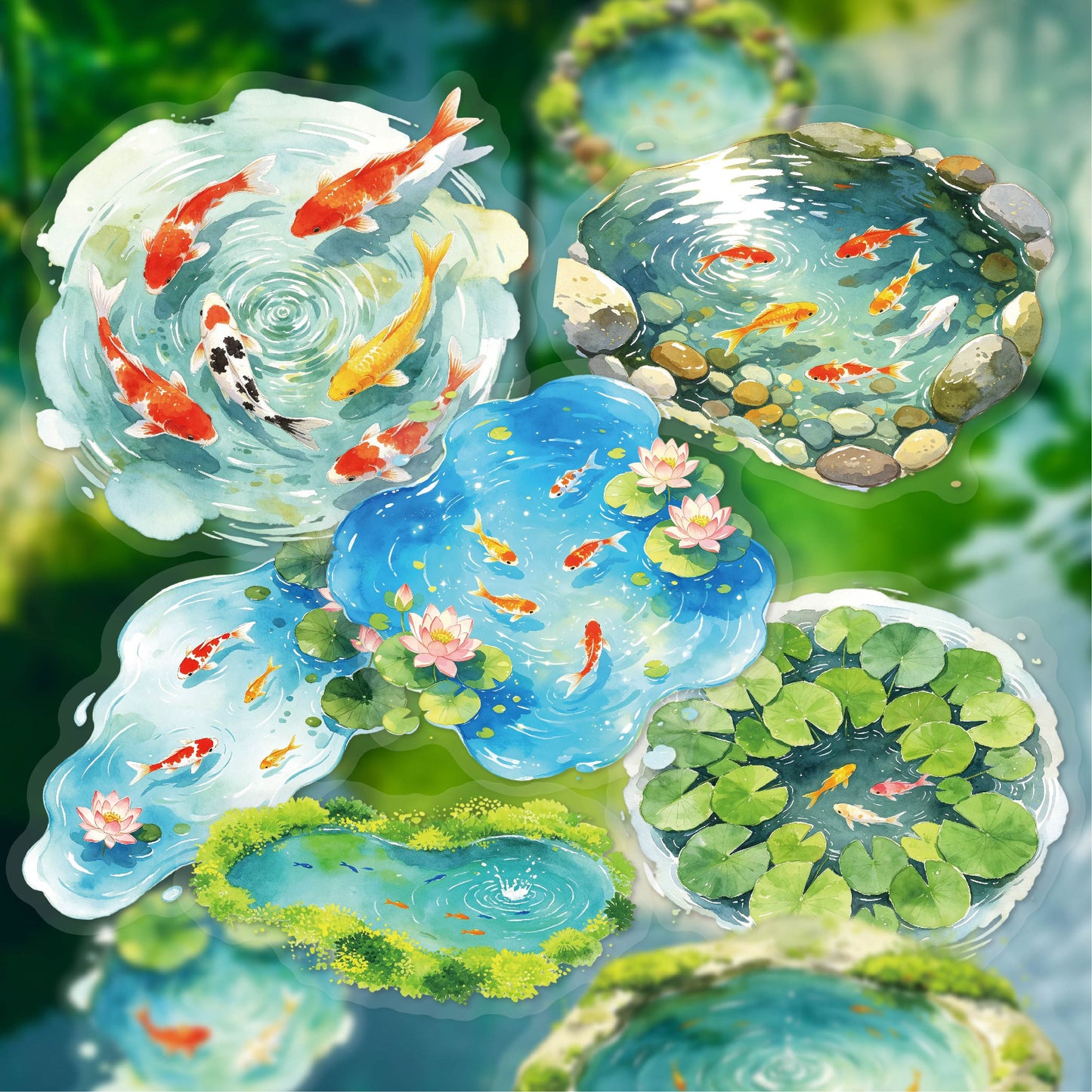 Clear Pond Koi Stickers