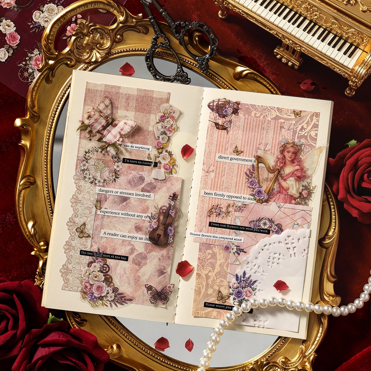 Flowers and Old Pages Stickers