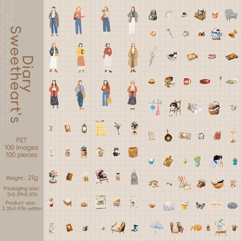 Sweetheart Diary Stickers 100pcs