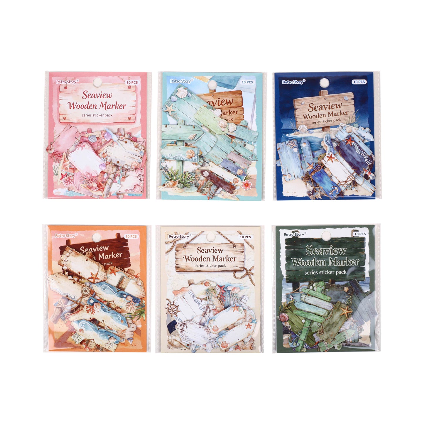Seaside Wooden Sign Stickers