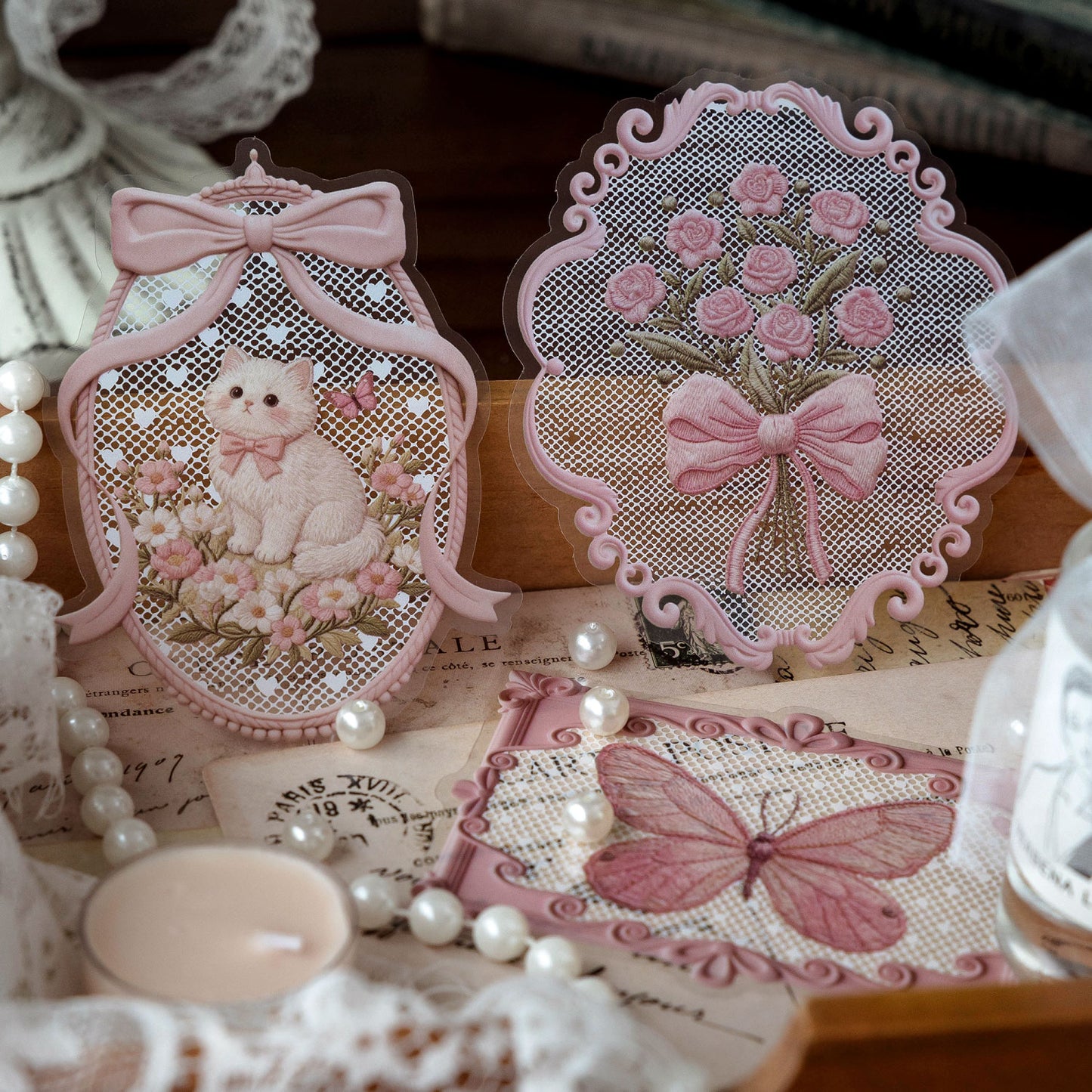 Lace Floral Frame Stickers