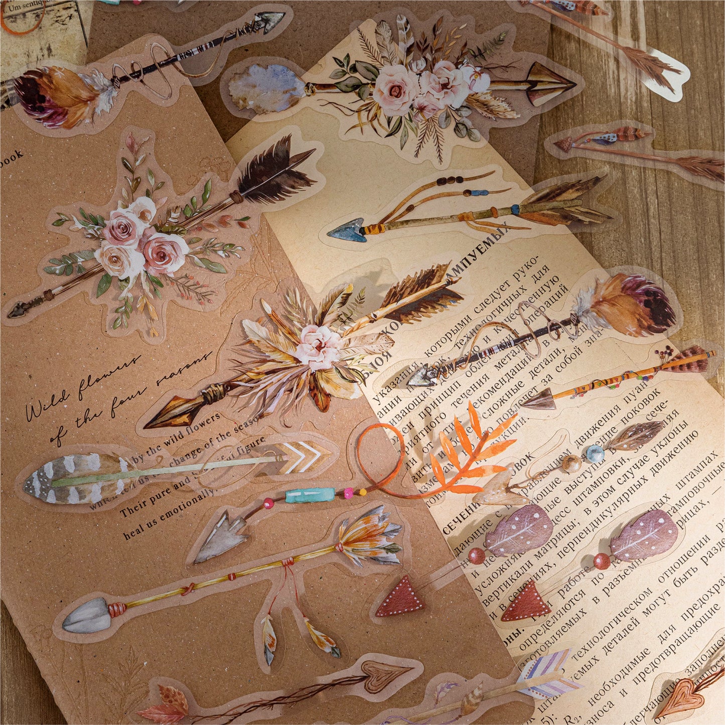 Vintage Feather Traces Stickers