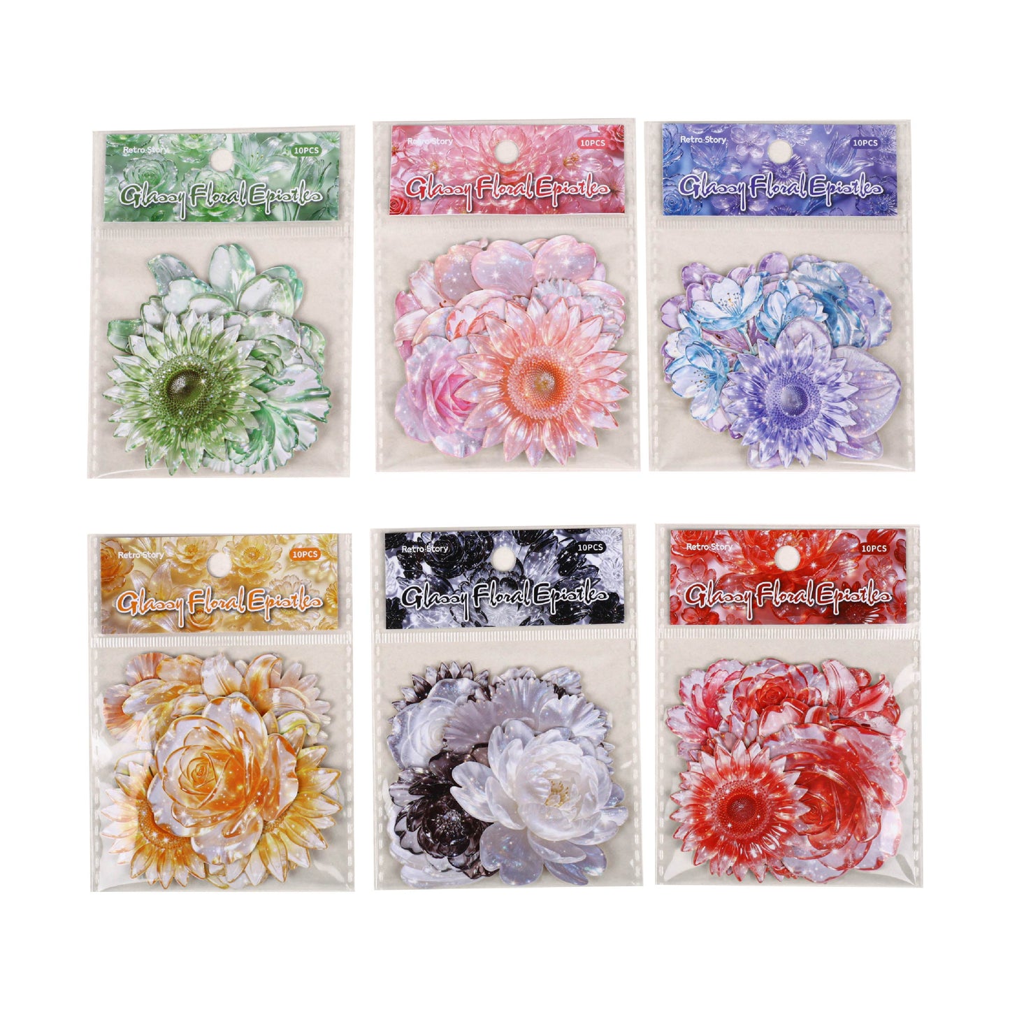 Glassy Flower Letters Stickers