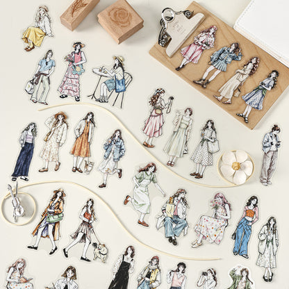 Poetic Companionship Girl Stickers 100pcs