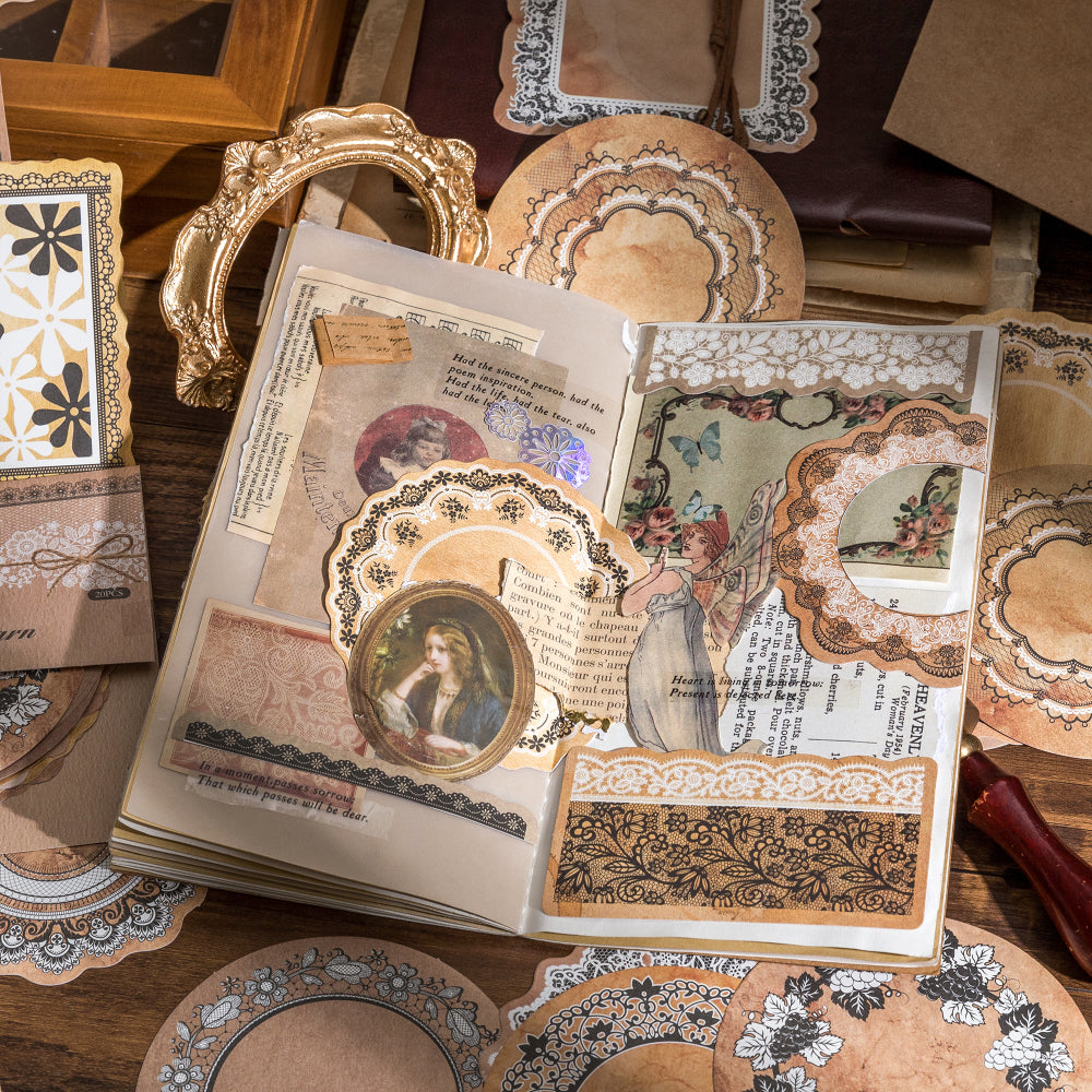 Vintage Yellowed Lace Paper