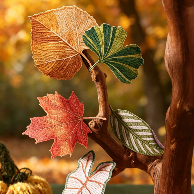 Knitted Autumn Leaves Stickers