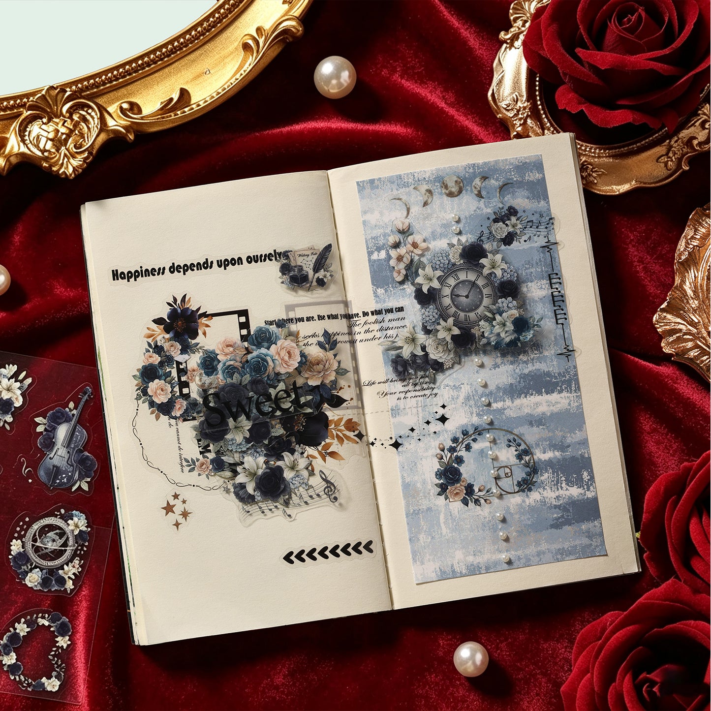 Flowers and Old Pages Stickers