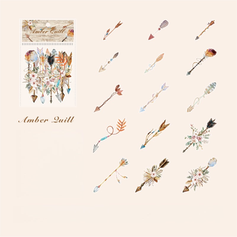 Vintage Feather Traces Stickers