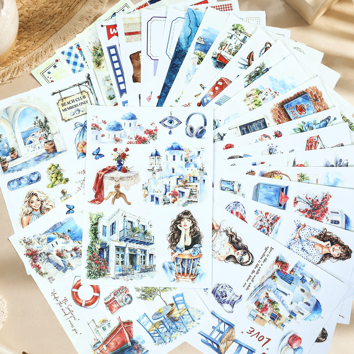 Santorini Blue Sticker Book