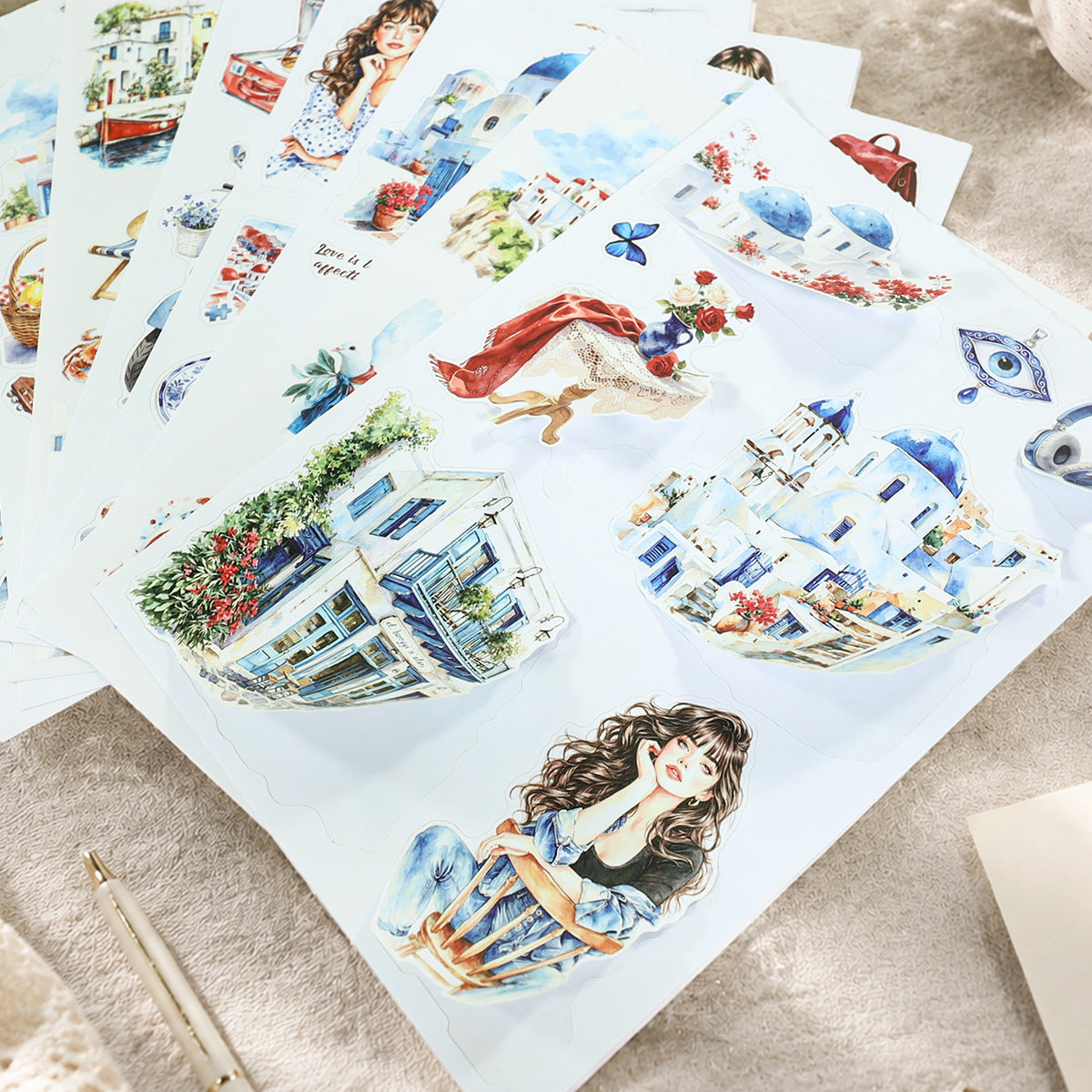 Santorini Blue Sticker Book