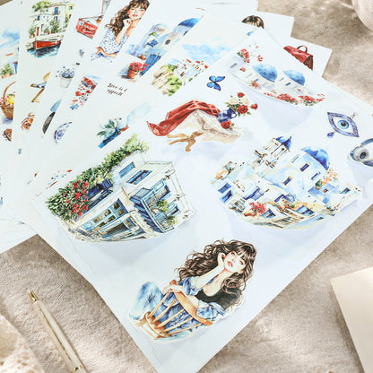 Santorini Blue Sticker Book