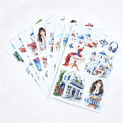 Santorini Blue Sticker Book
