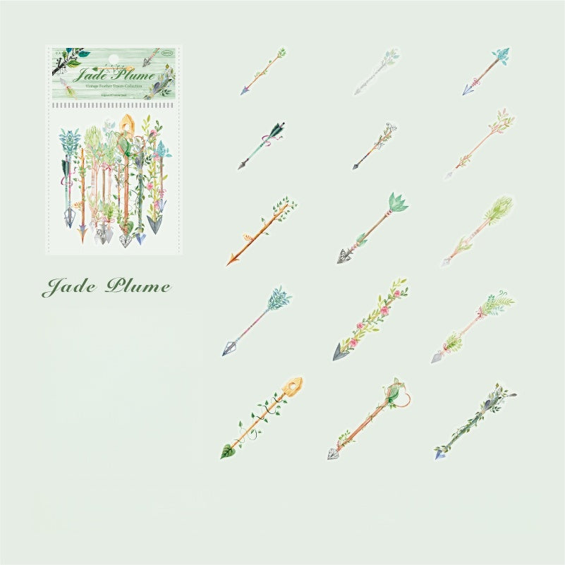 Vintage Feather Traces Stickers