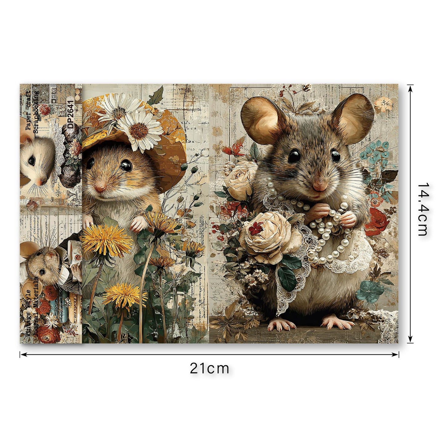 Whimsical Mouse Journal Papers 8pcs