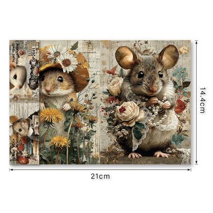Whimsical Mouse Journal Papers 8pcs