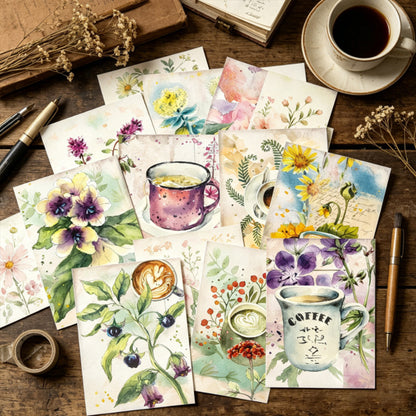 Floral Watercolor Papers 16pcs