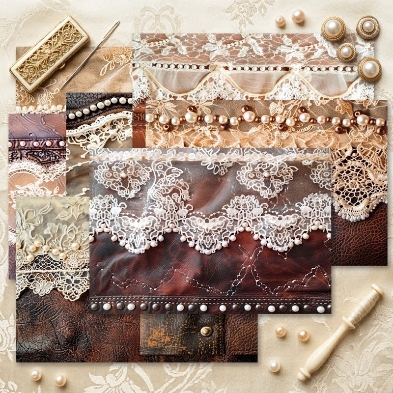 Lace Leather Papers 8pcs