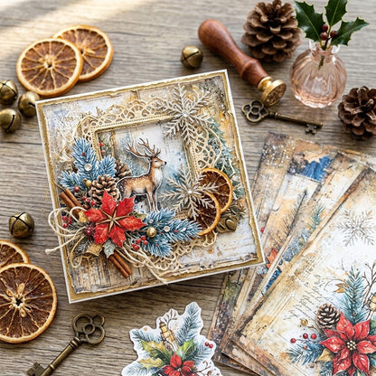 Watercolor Christmas Journal Papers 8pcs