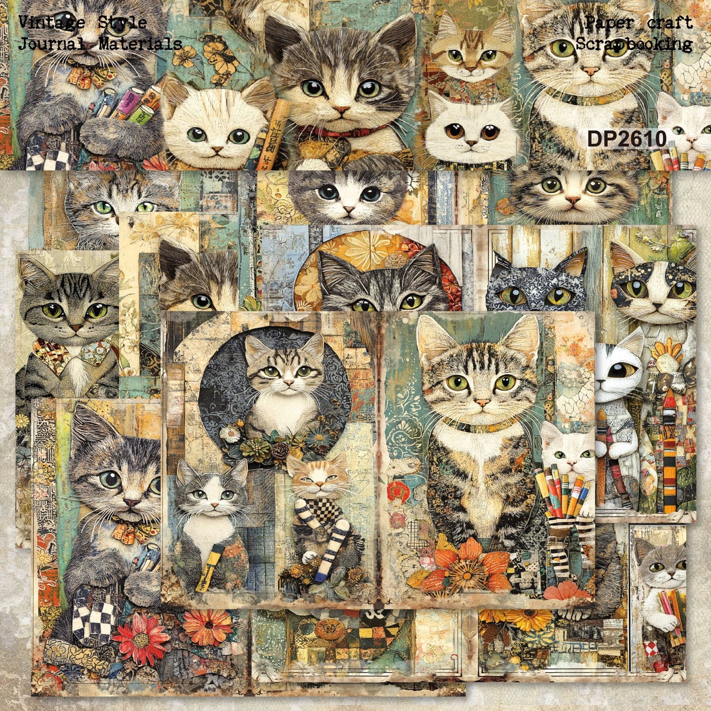 Cute Cat Journal Papers 8pcs