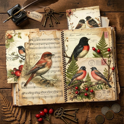 Vintage Songbird Papers 8pcs