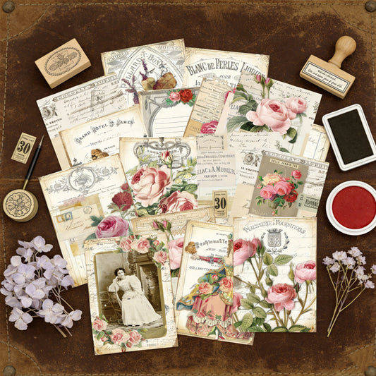 Vintage Floral Papers 16pcs