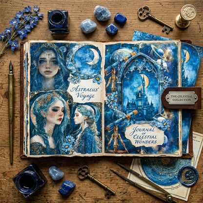 Celestial Blue Fantasy Papers 8pcs