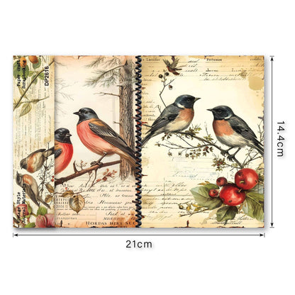 Vintage Songbird Papers 8pcs