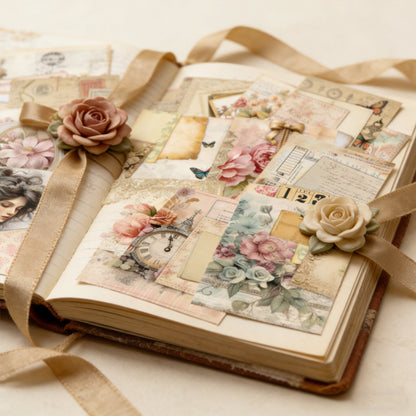 Vintage Floral Ephemera Paper 16pcs